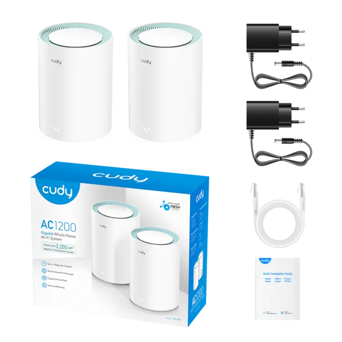 Cudy M1300 AC1200 Dual Band Gigabit Mesh Router (2 Pack) - Image 3